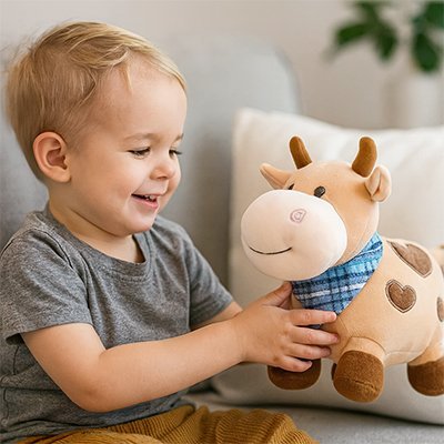 Peluche vache | Ultra - douce - BEBE JEAJAD
